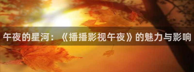 蓝莓视频在线观看网站入口：午夜的星河：《播播影视午夜》的魅力与影响